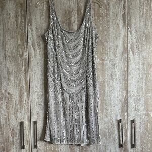 Adrianna Papell Light Gray Dress Label Detail